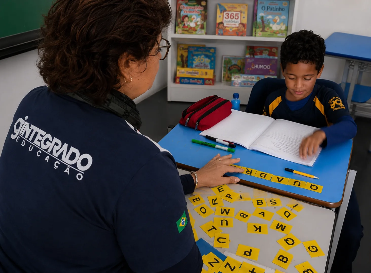 Material visual com letras do alfabeto para alfabetização