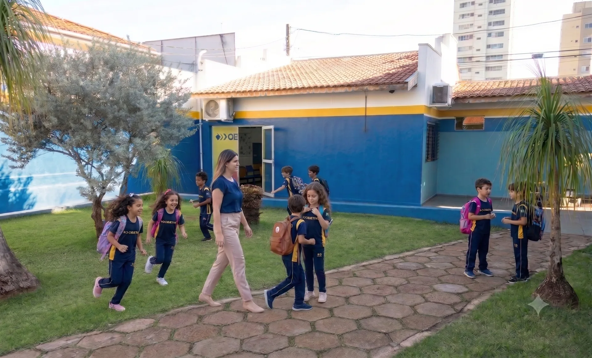 Fachada da escola Objetivo Pirassununga Integrado